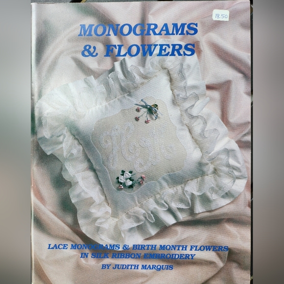 Lace Monograms & Silk Ribbon Embroidery Birth Month Flowers VTG 1995 - Picture 1 of 6